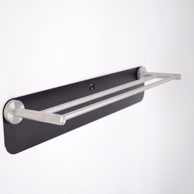 neatcleats wall rail with splashback helmet hanger and cycling jersey holder bib short rail